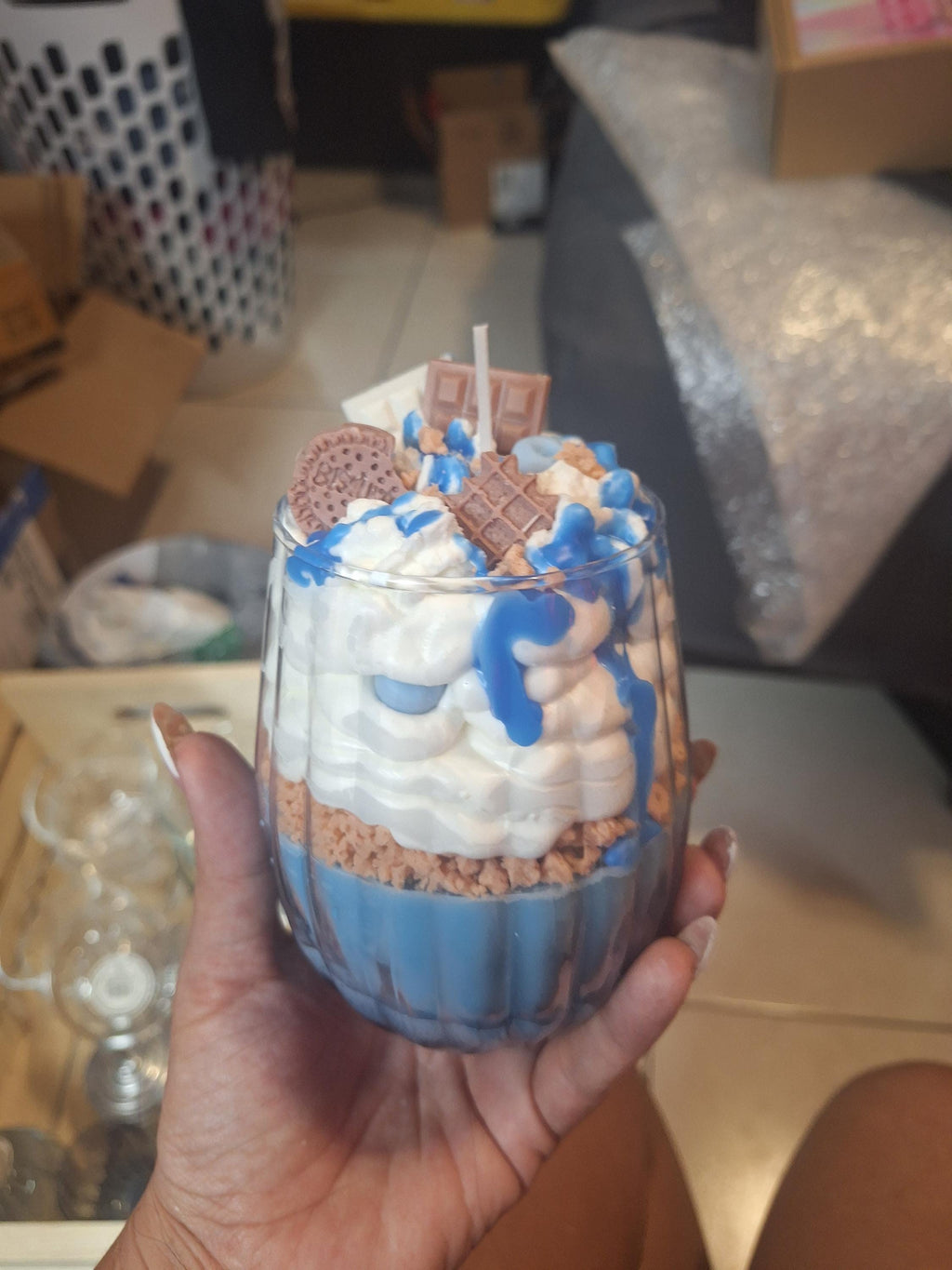 Blueberry Dessert Candle | Cinnamon Blueberry Waffles & Vanilla Scented Candle | Sweet Bakery Inspired Handmade Candle | Cozy Home Fragrance