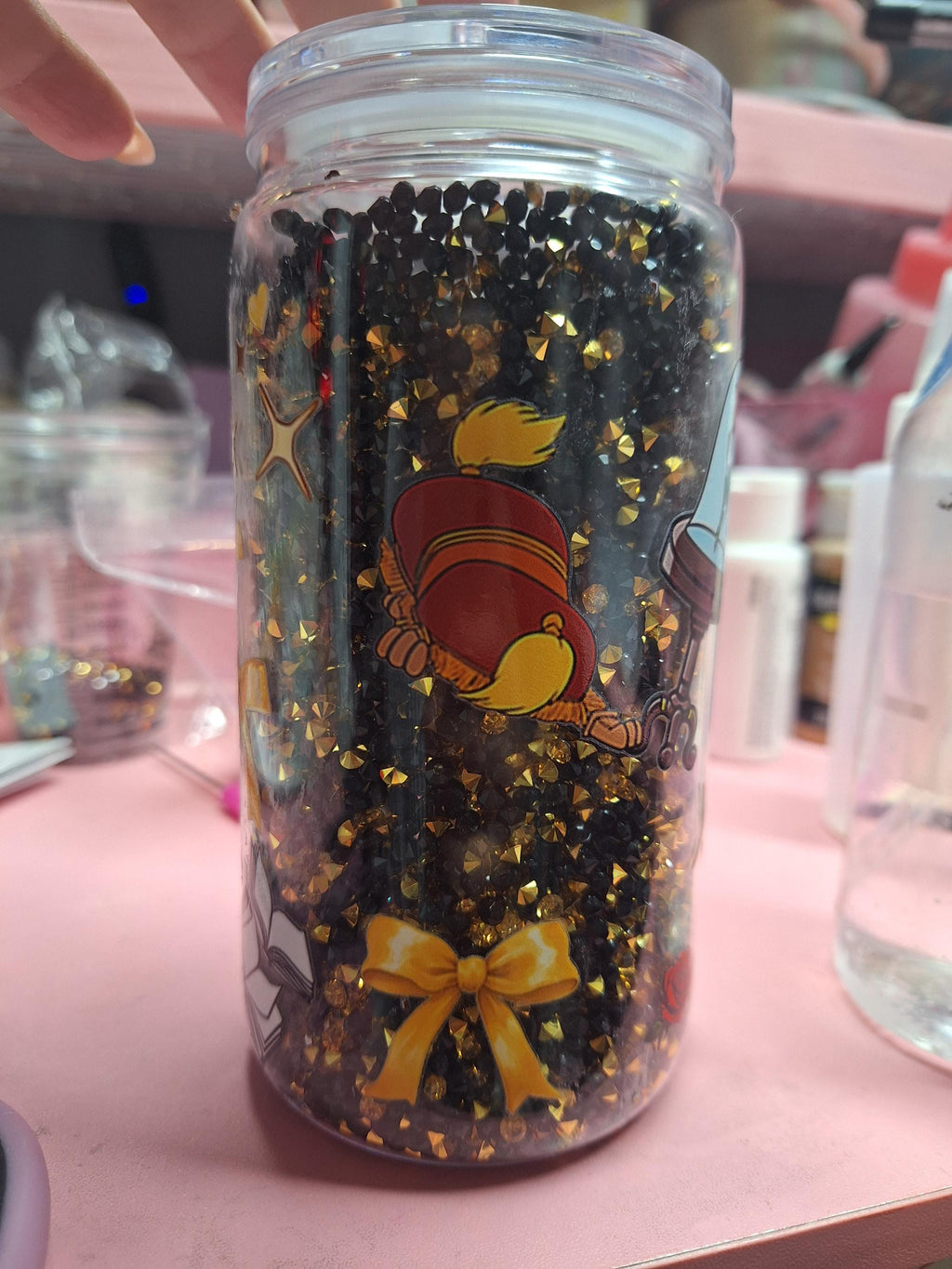 Horror Blood Drip Snowglobe Tumbler 16 oz | Horror Aesthetic Cup with Ice Blood & Knife Lid | Spooky Halloween Iced Coffee Tumbler | Custom Wrap