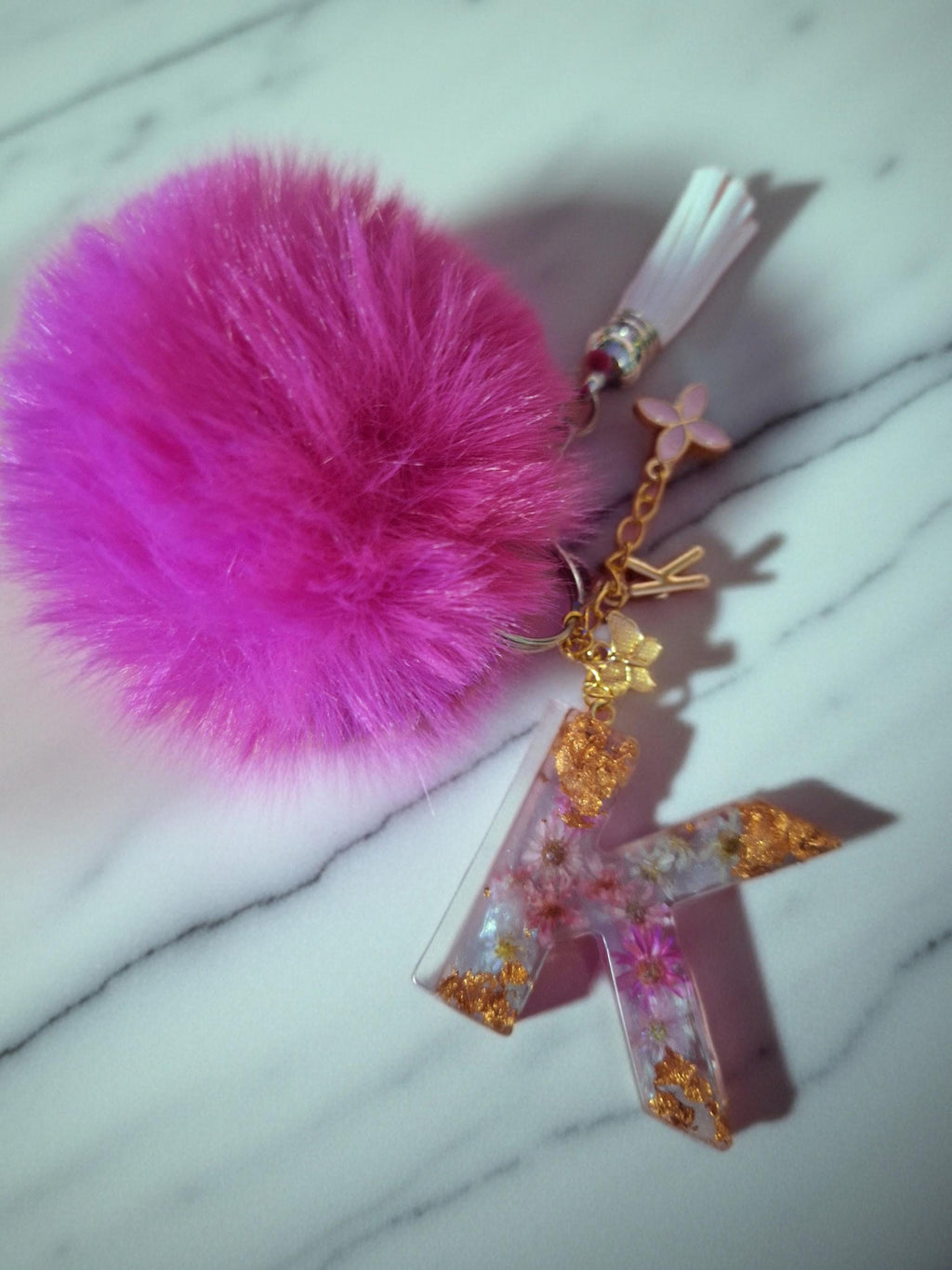 Custom Resin Letter Keychain | Pressed Flower Initial | Personalized Bag Charm | Gift for Her