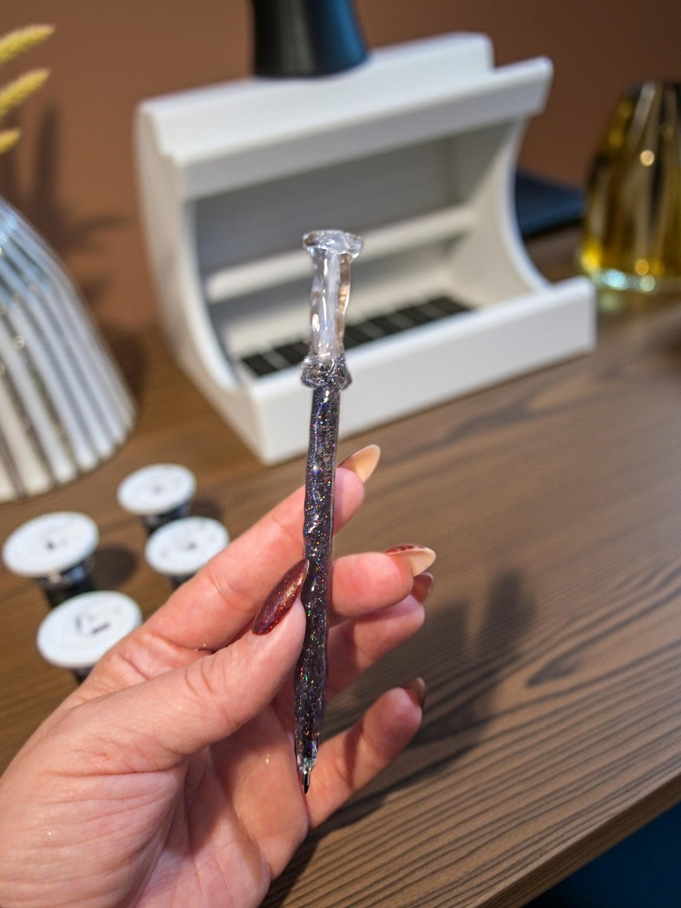 Resin Wizard Wand Pen | Handmade Fantasy Magic Writing Pen | Custom Name Epoxy Resin Gel Pen | Witch & Wizard Gift | Magical Stationery 3pk