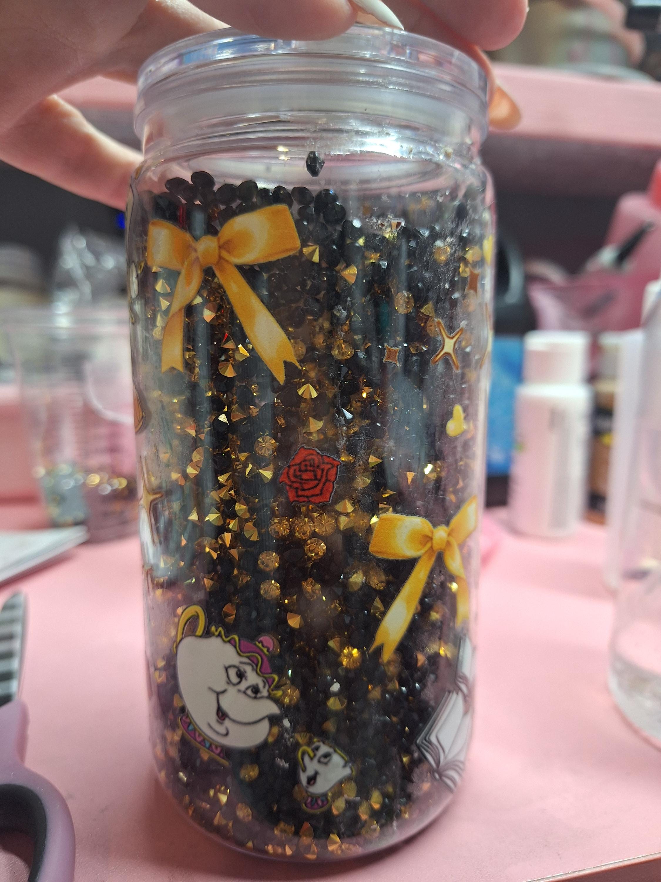 Horror Blood Drip Snowglobe Tumbler 16 oz | Horror Aesthetic Cup with Ice Blood & Knife Lid | Spooky Halloween Iced Coffee Tumbler | Custom Wrap