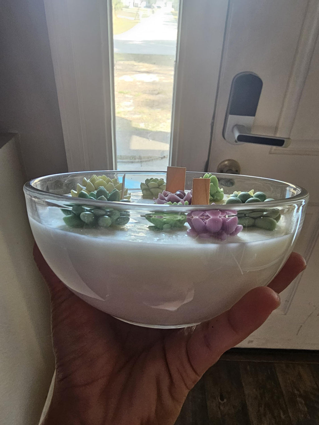 Succulent Garden Candle - 3 wooden wicks