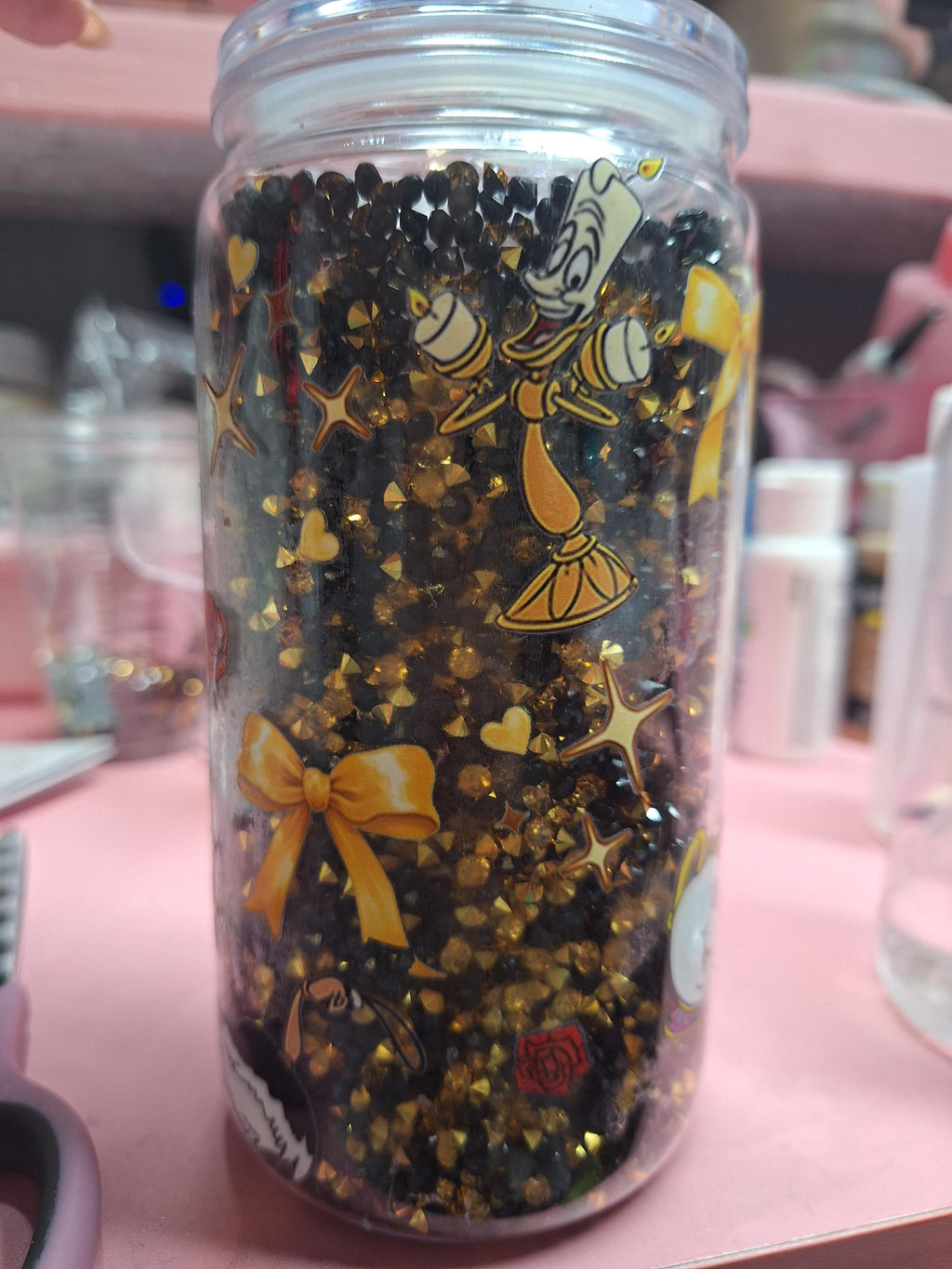 Horror Blood Drip Snowglobe Tumbler 16 oz | Horror Aesthetic Cup with Ice Blood & Knife Lid | Spooky Halloween Iced Coffee Tumbler | Custom Wrap