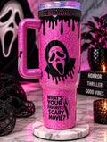 Pink Glitter Ghostface Tumbler Crafting Memories