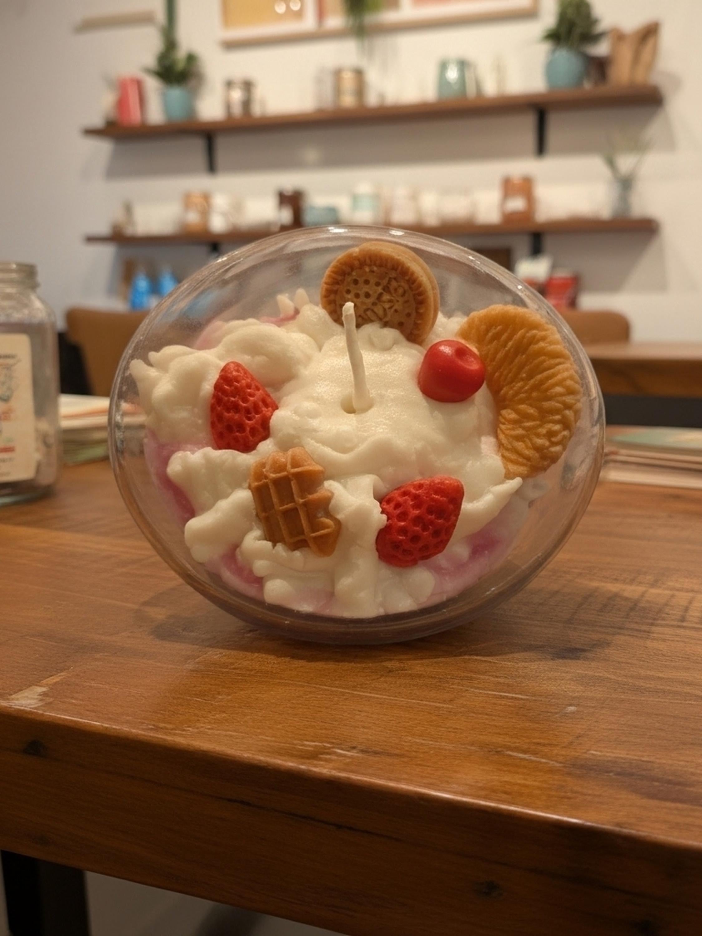 Mini Fruit & Biscuit Dessert Candle | Vanilla Scented Gourmand Candle | Fruity Bakery Inspired Handmade Candle | Cute Aesthetic Home Decor