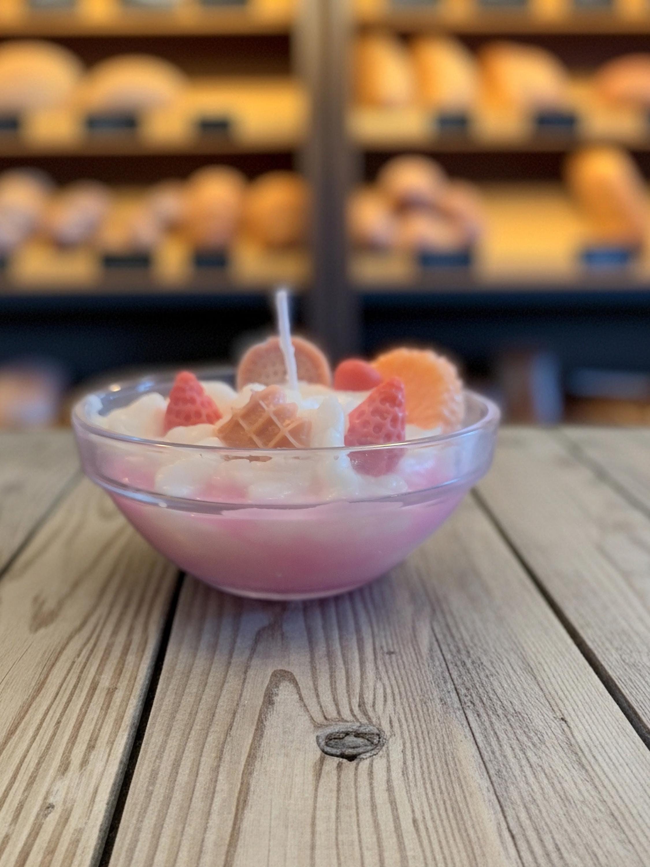 Mini Fruit & Biscuit Dessert Candle | Vanilla Scented Gourmand Candle | Fruity Bakery Inspired Handmade Candle | Cute Aesthetic Home Decor