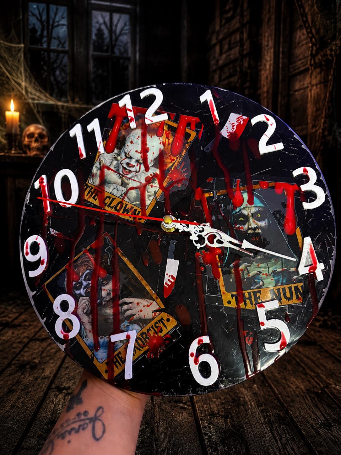 Horror Themed Personalized Resin Wall Clock | Custom Character Clock | Spooky Home Decor | Functional Horror Gift | Handmade Epoxy Clock