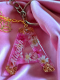 Custom Resin Letter Keychain | Pressed Flower Initial | Personalized Bag Charm | Gift for Her