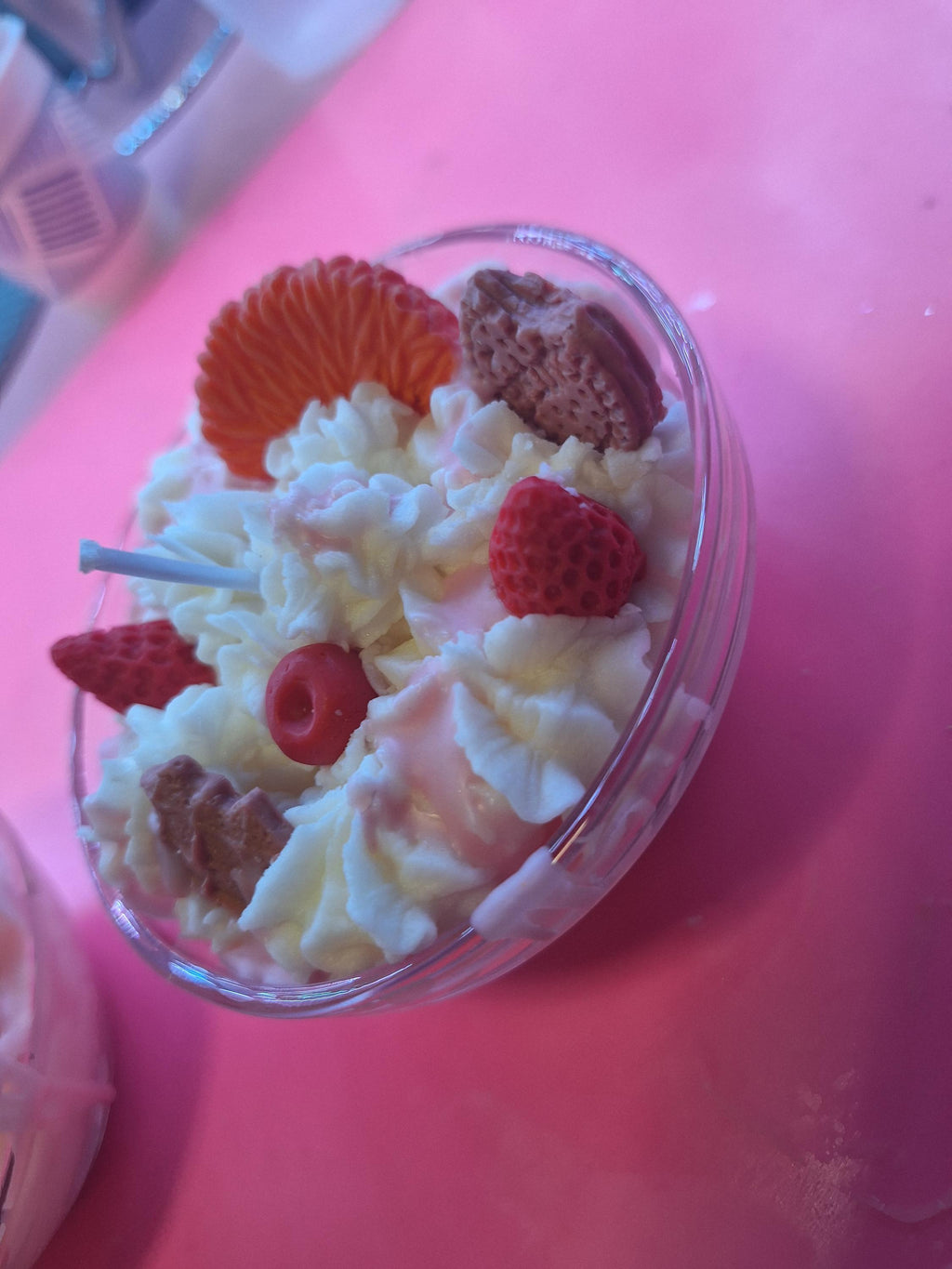 Mini Fruit & Biscuit Dessert Candle | Vanilla Scented Gourmand Candle | Fruity Bakery Inspired Handmade Candle | Cute Aesthetic Home Decor