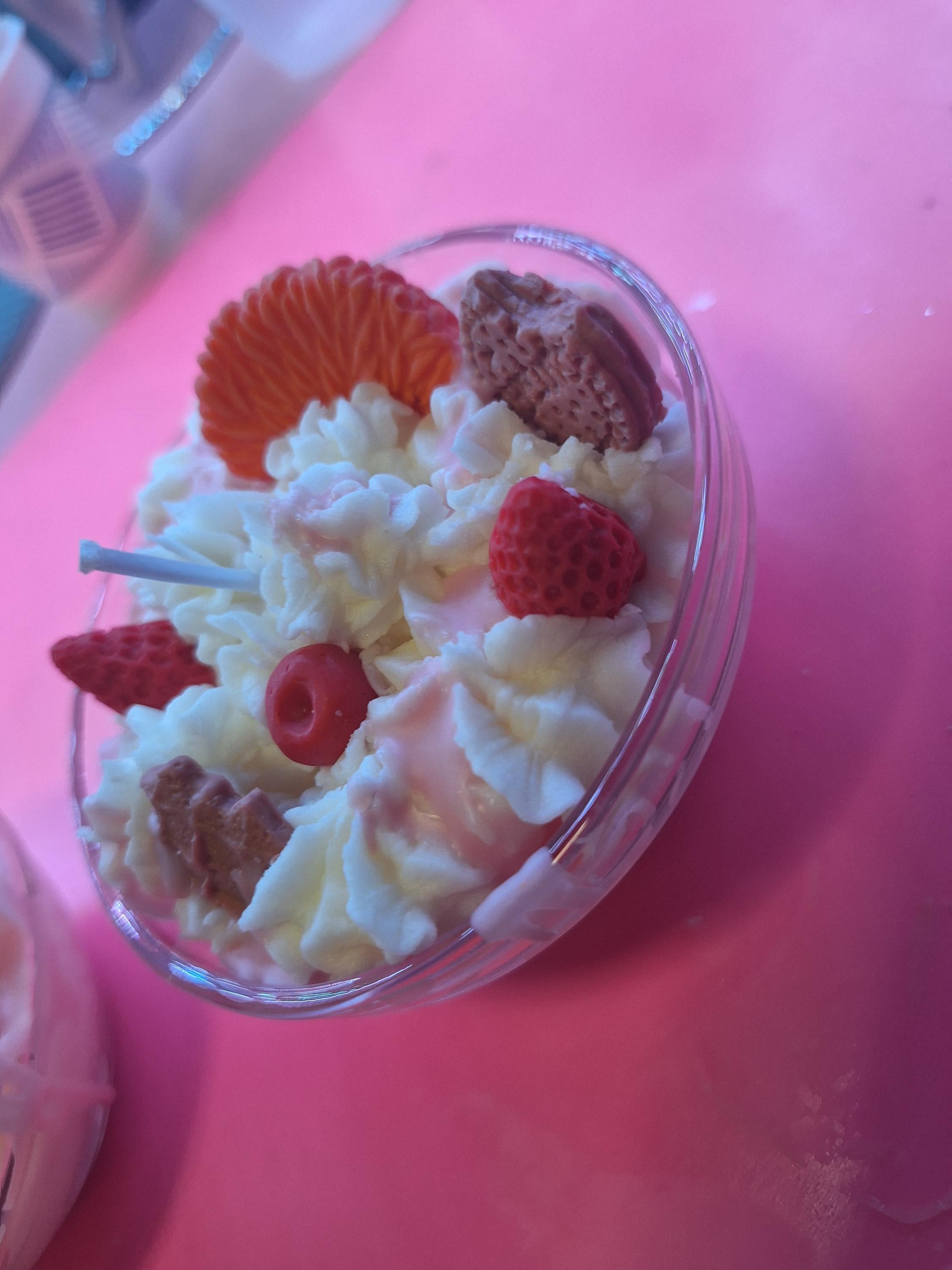 Mini Fruit & Biscuit Dessert Candle | Vanilla Scented Gourmand Candle | Fruity Bakery Inspired Handmade Candle | Cute Aesthetic Home Decor