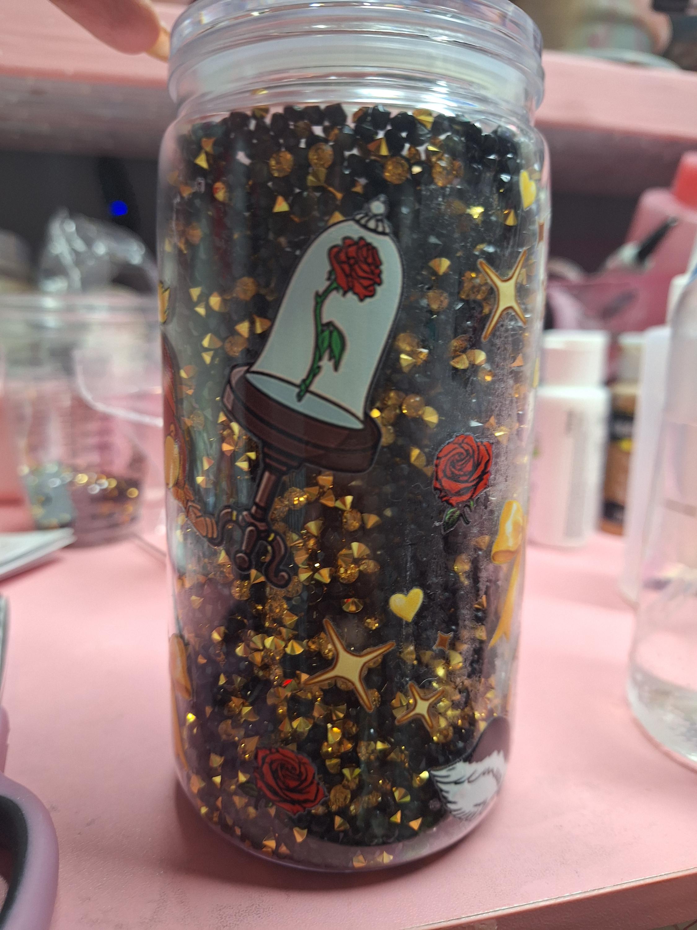 Horror Blood Drip Snowglobe Tumbler 16 oz | Horror Aesthetic Cup with Ice Blood & Knife Lid | Spooky Halloween Iced Coffee Tumbler | Custom Wrap