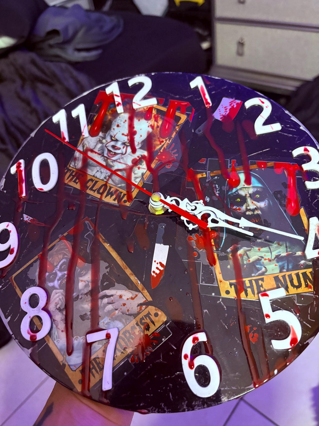 Horror Themed Personalized Resin Wall Clock | Custom Character Clock | Spooky Home Decor | Functional Horror Gift | Handmade Epoxy Clock