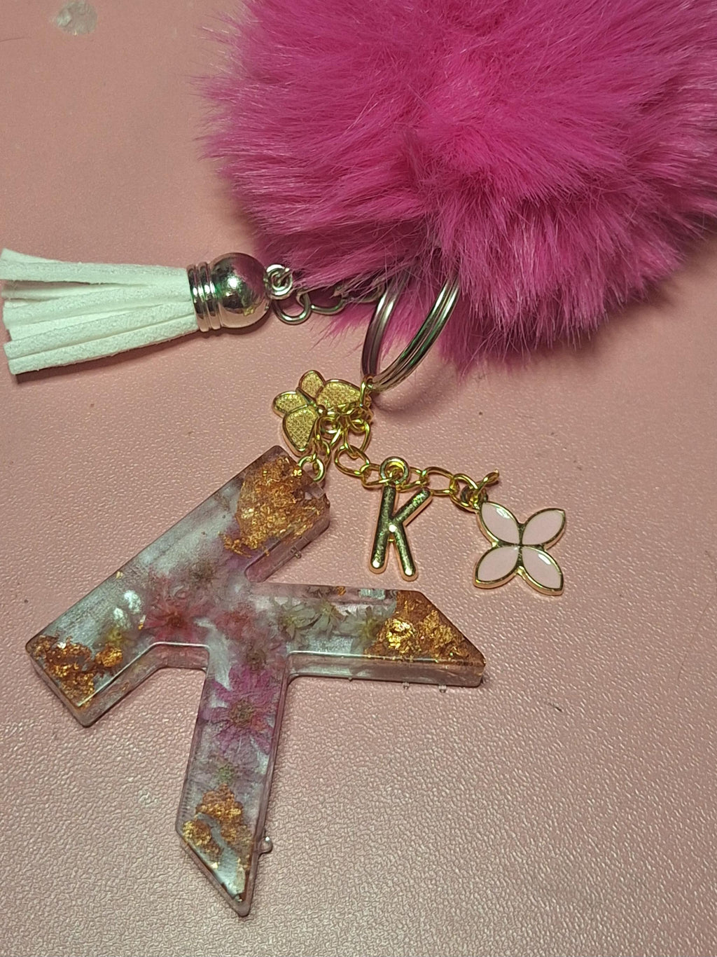 Custom Resin Letter Keychain | Pressed Flower Initial | Personalized Bag Charm | Gift for Her