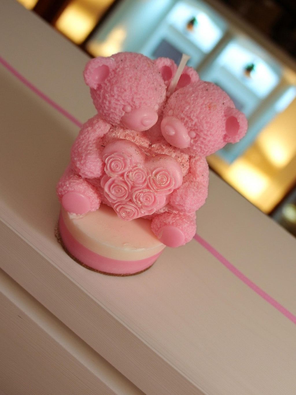 Handmade Rose Bear Candle | Soy Wax Teddy Bear Candle | Romantic Floral Scented Decor | Valentine’s Day Gift for Her | Wedding & Home Decor