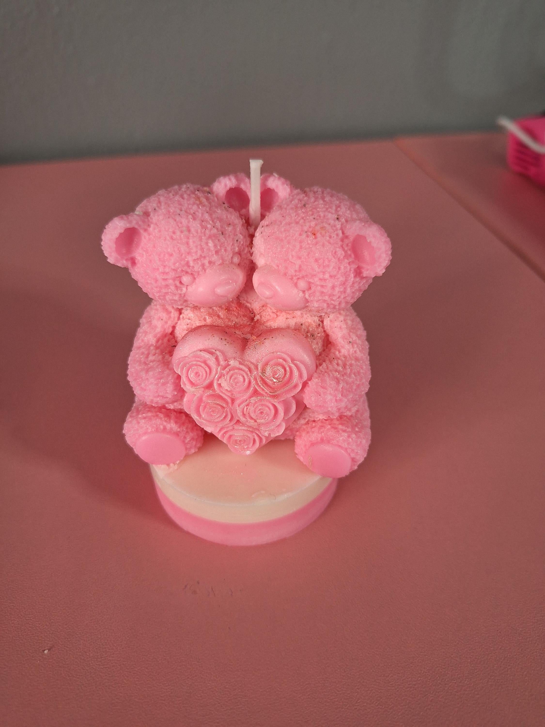 Handmade Rose Bear Candle | Soy Wax Teddy Bear Candle | Romantic Floral Scented Decor | Valentine’s Day Gift for Her | Wedding & Home Decor